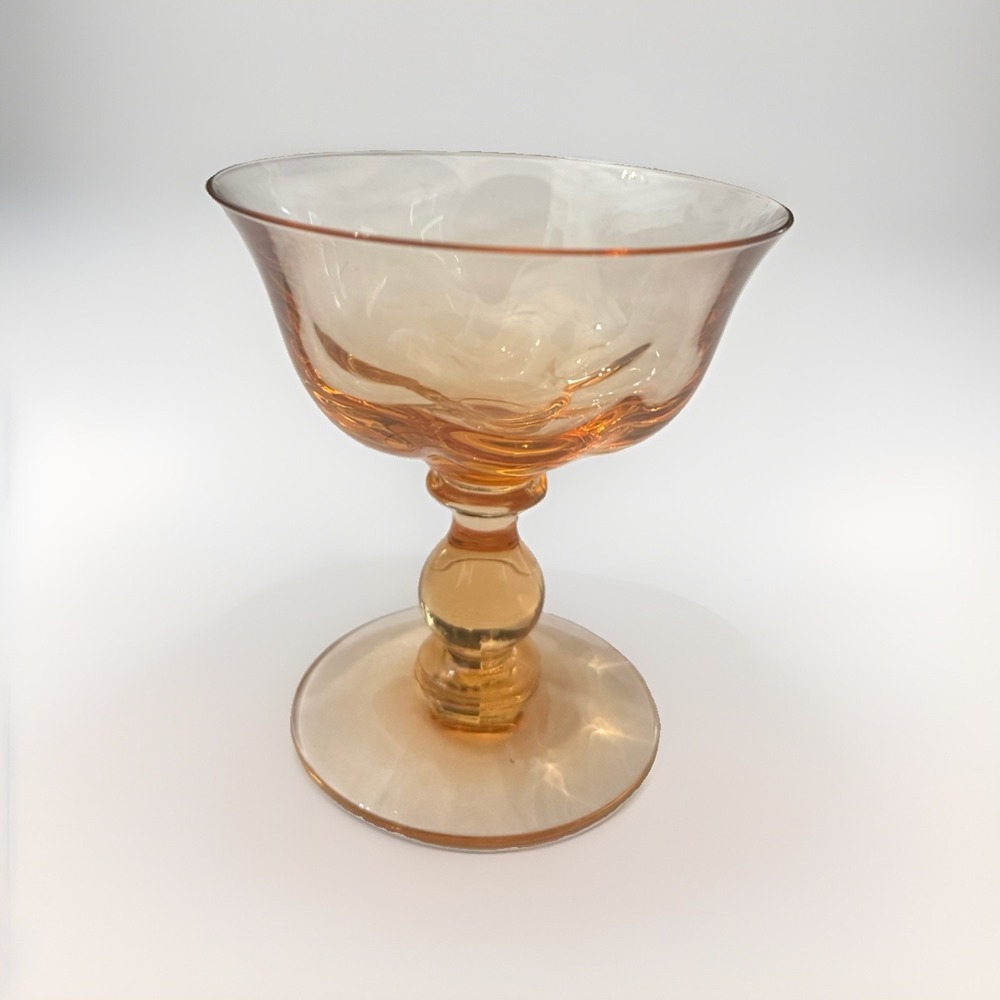 Vintage Tiffin Amber Optic With Bulbous Stem Sherbet Champagne Mint Condition